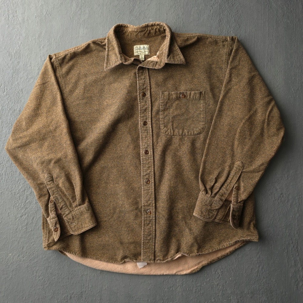 Vintage 2000s Cabela's Brown Flannel Shirt XL Fleece Lined Heavyweight